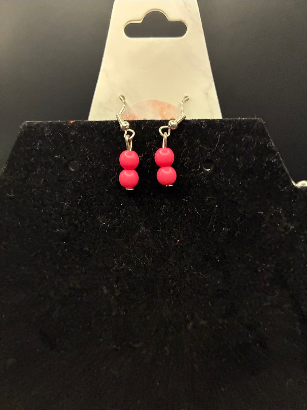 Two-Tone Pink & Yellow Beaded Necklace with Pink Pendant and Earrings - Picture 3 of 3